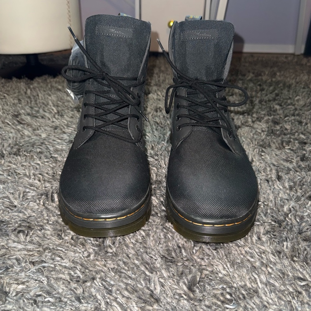 Dr. Martens Black Lace-Up Canvas Combat Boots - Picture 7 of 8